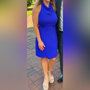 Julia Jordan Sleeveless Cowl Halter Neck Asymmetric Dress